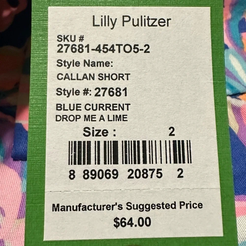 Lilly Pulitzer Callan Short 5” - Blue Current Drop Me A Lime